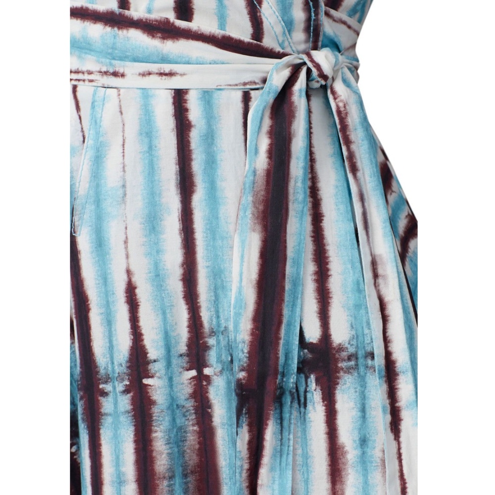 Diane Von Furstenberg Indra Cotton Poplin Tie Dye Rain Mini Wrap Dress - Picture 4 of 6